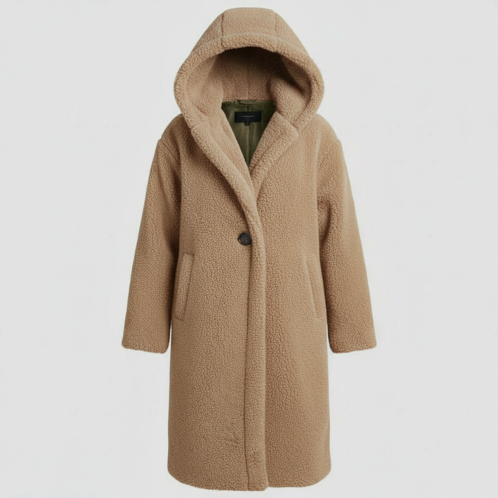 Manteau teddy à la mode pour femmes confort long manteau avec capuche | Avriane