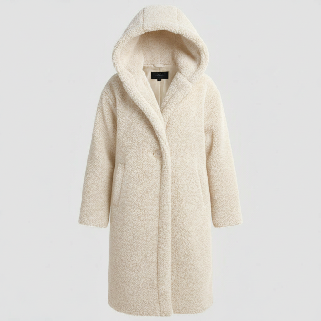 Manteau teddy à la mode pour femmes confort long manteau avec capuche | Avriane