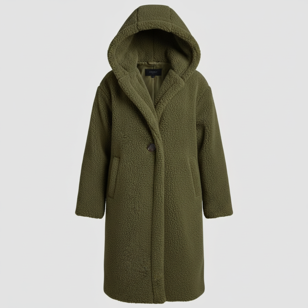 Manteau teddy à la mode pour femmes confort long manteau avec capuche | Avriane