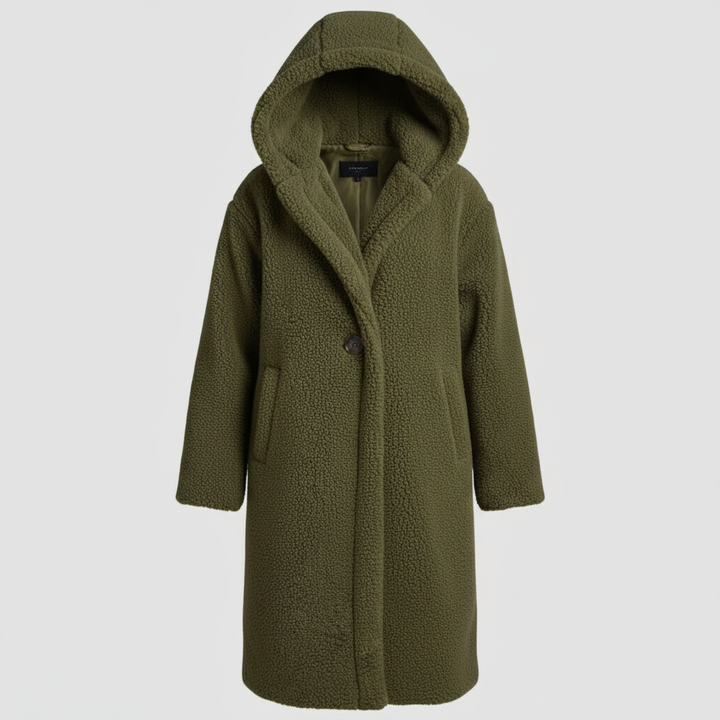 Manteau teddy à la mode pour femmes confort long manteau avec capuche | Avriane