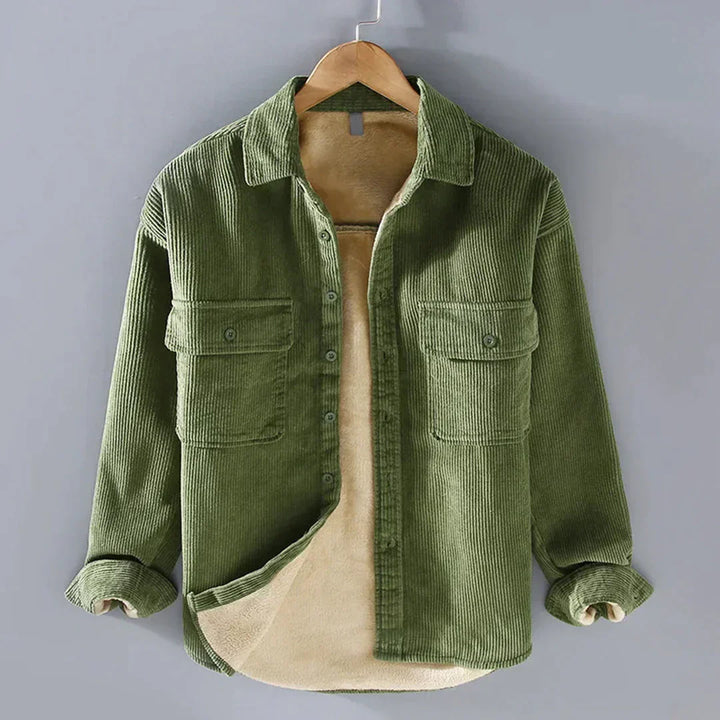Levoire | Chemise En Velours Côtele Intemporel Hommes Groen