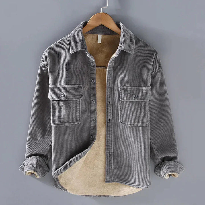 Levoire | Chemise En Velours Côtele Intemporel Hommes Grijs