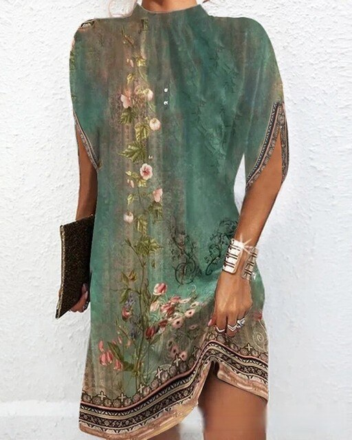 Levoire | Robe Avec Des Manches Chauve-Souris Style Moderne Vert