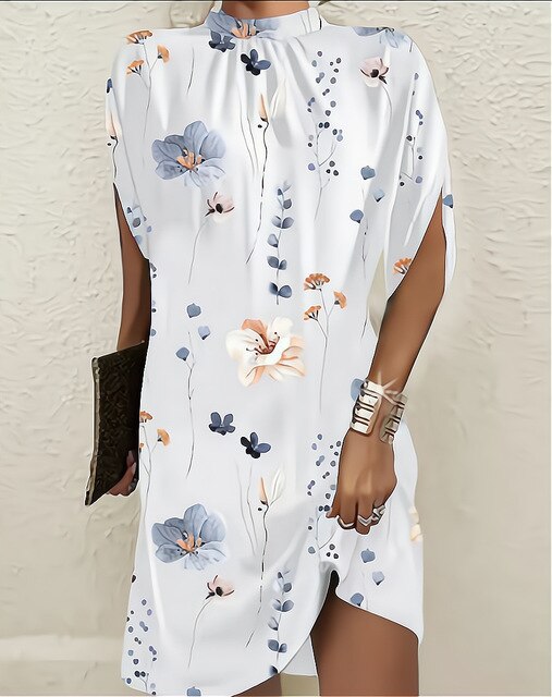 Levoire | Robe Avec Des Manches Chauve-Souris Style Moderne Blanc