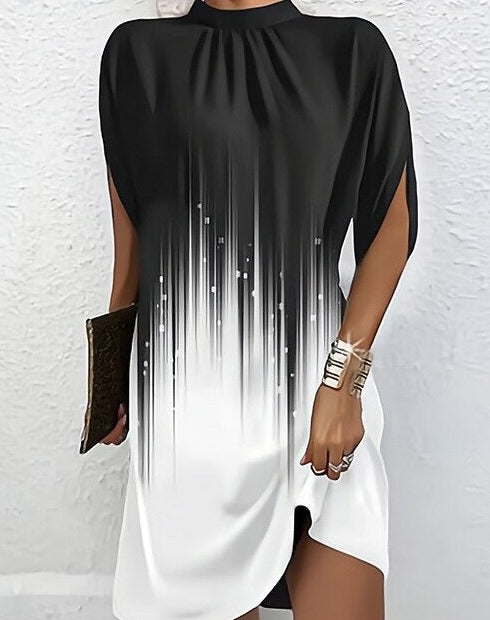 Levoire | Robe Mode Avec Des Manches Chauve-Souris Noir&Blanc