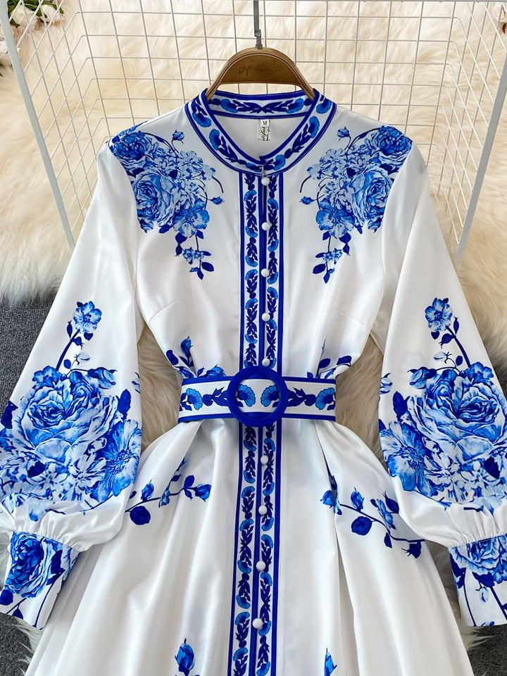 Levoire | Avec Imprimé Floral Robe Longue À Manches Lanternes Vintage