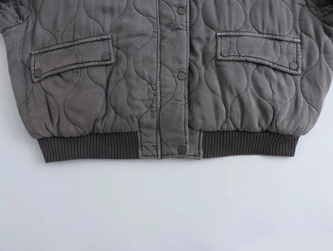 Levoire - Bomber jacket grise décontractée pour femmes