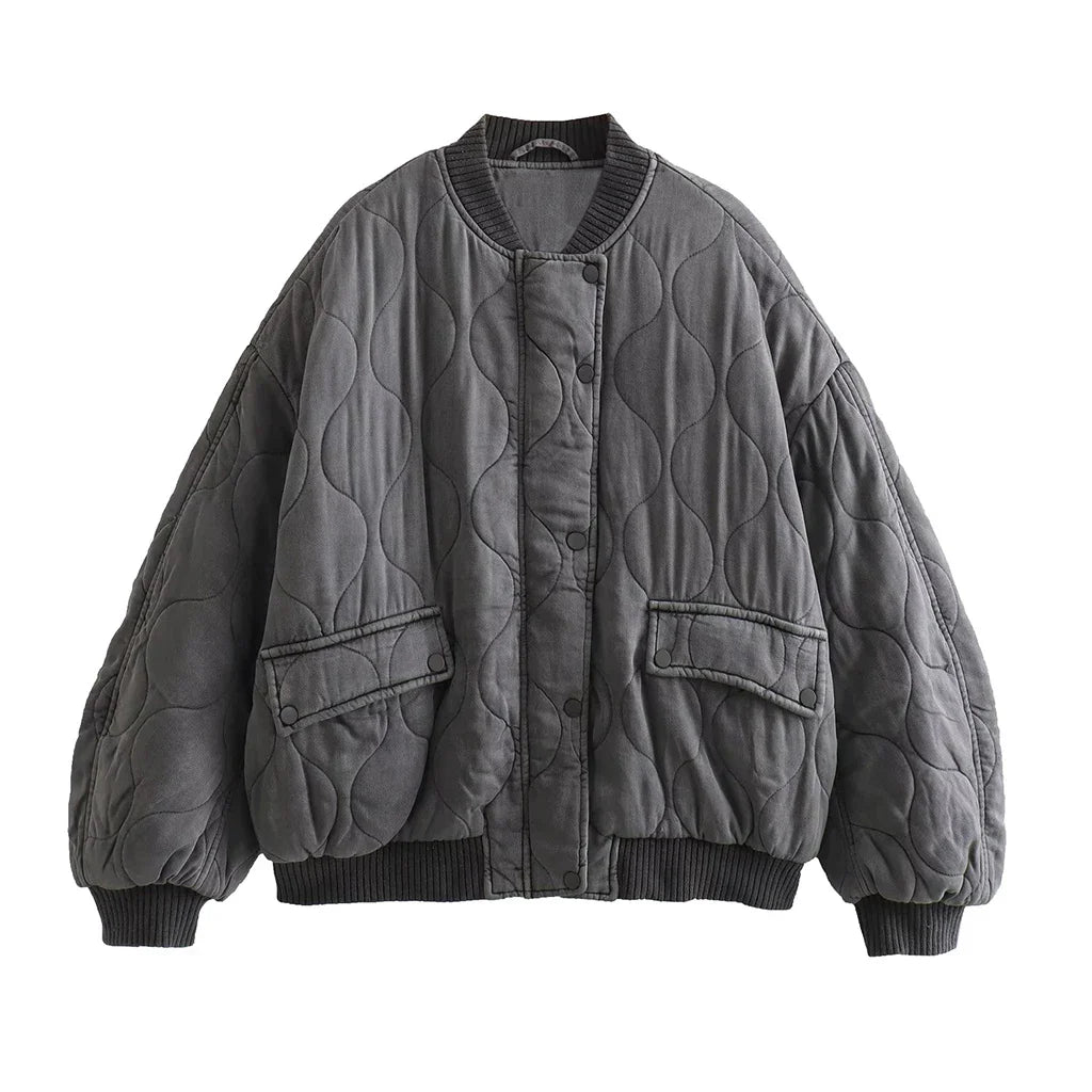 Levoire - Bomber jacket grise décontractée pour femmes