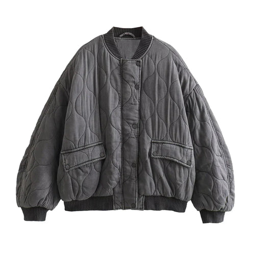 Levoire - Bomber jacket grise décontractée pour femmes