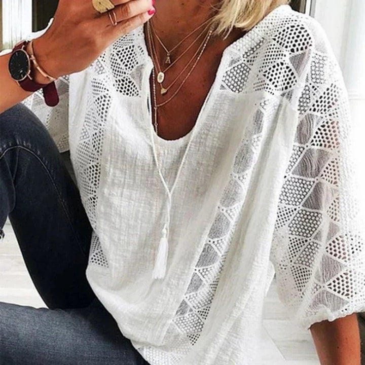 Levoire | T-Shirt V À Col En V Blanc