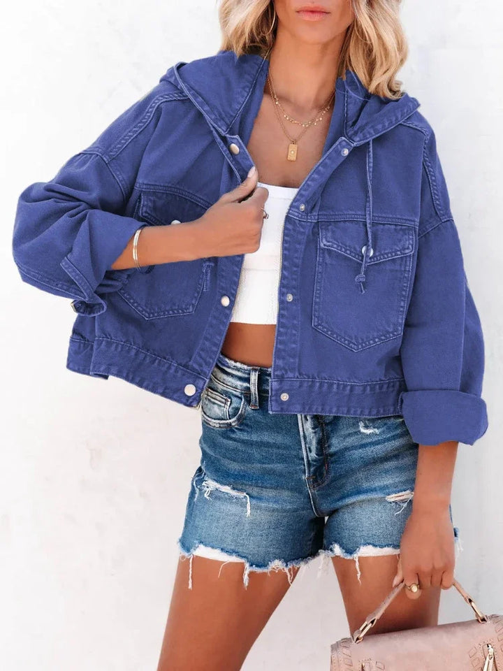 Levoire | Veste En Jean Vintage Avec Capuche Bleu
