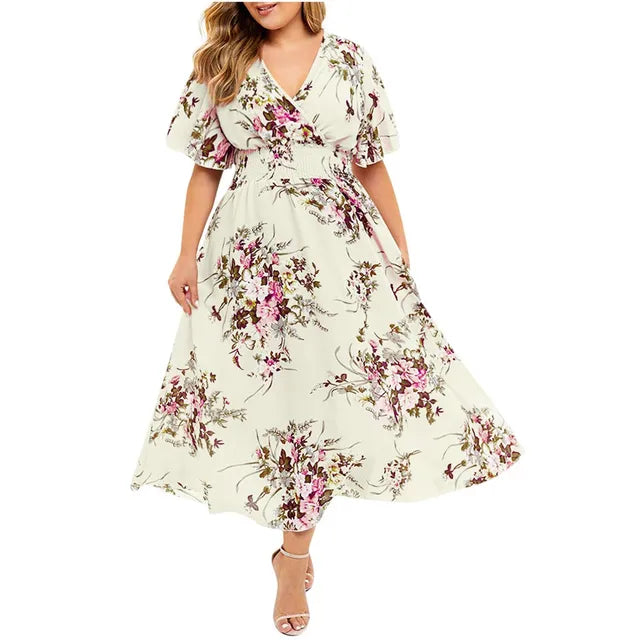 Levoire | Robe Longue Pour Femmes Fleurs Chiffon Jaune