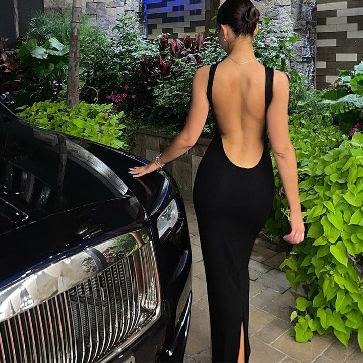 Levoire | Robe Maxi À Col Rond Dos Ouvert