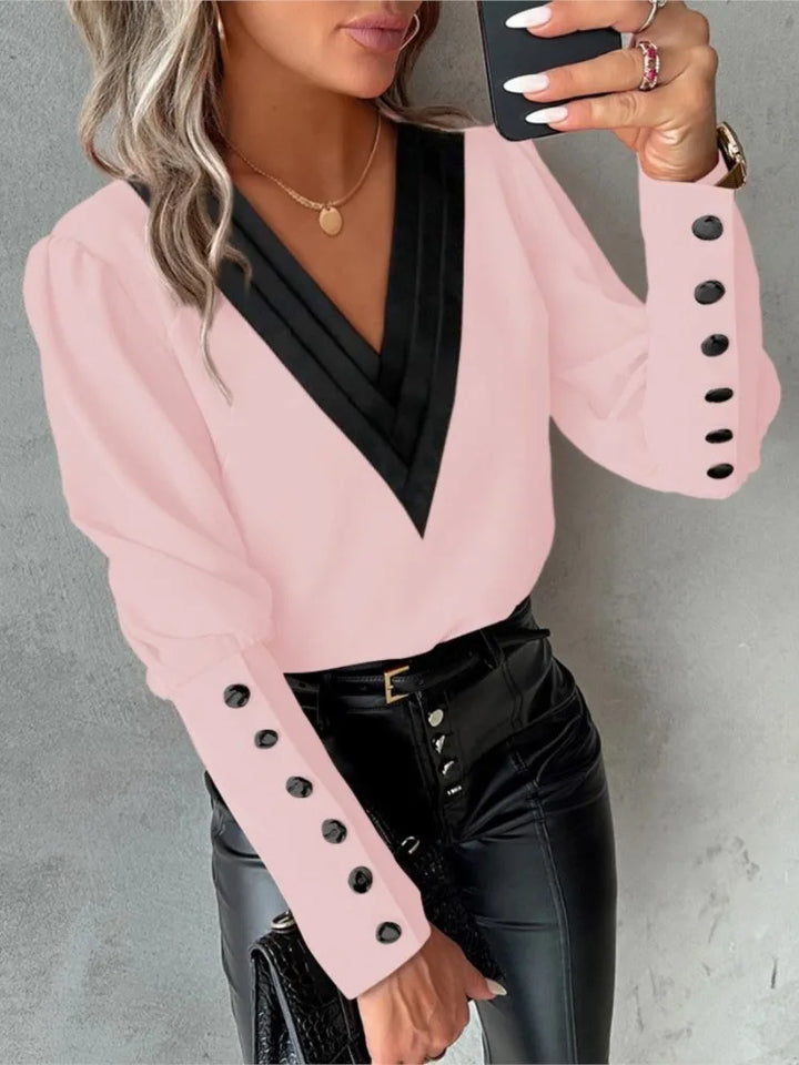 Levoire | Blouse Élégante Avec Décolleté En V Rosa