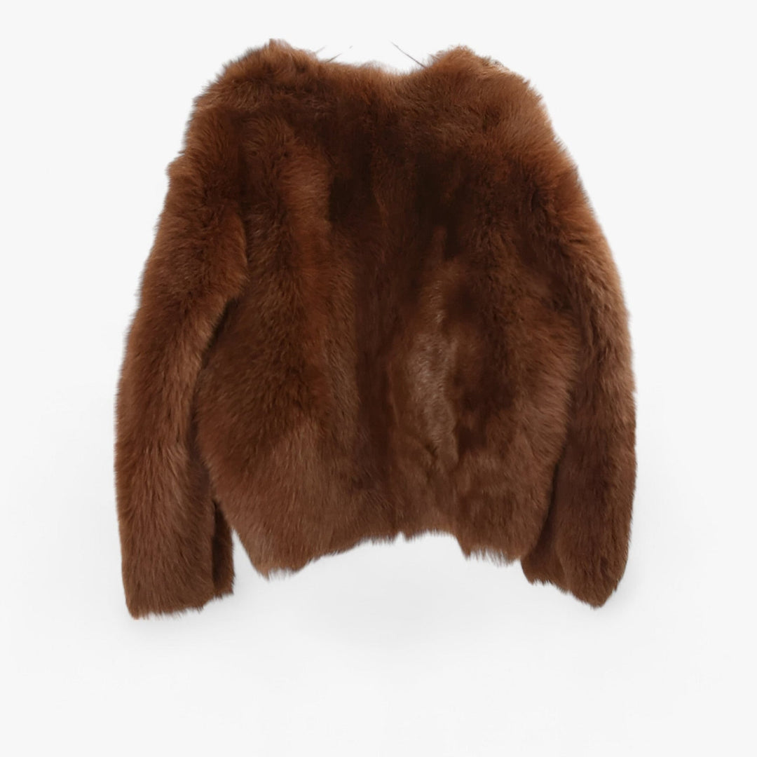 Levoire | Manteau En Fourrure Court Col Rond Gilet En Fourrure Manteau En Fourrure Pour Femmes Brun foncé