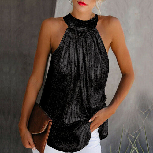 Levoire | Haut Sans Manches Coupe Ample Top Pailleté Dos Nu Top