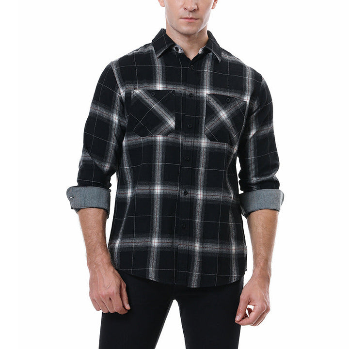 Levoire | Chemise En Flanelle À Carreaux Pour Hommes À La Mode Pour Toutes Les Occasions Noir