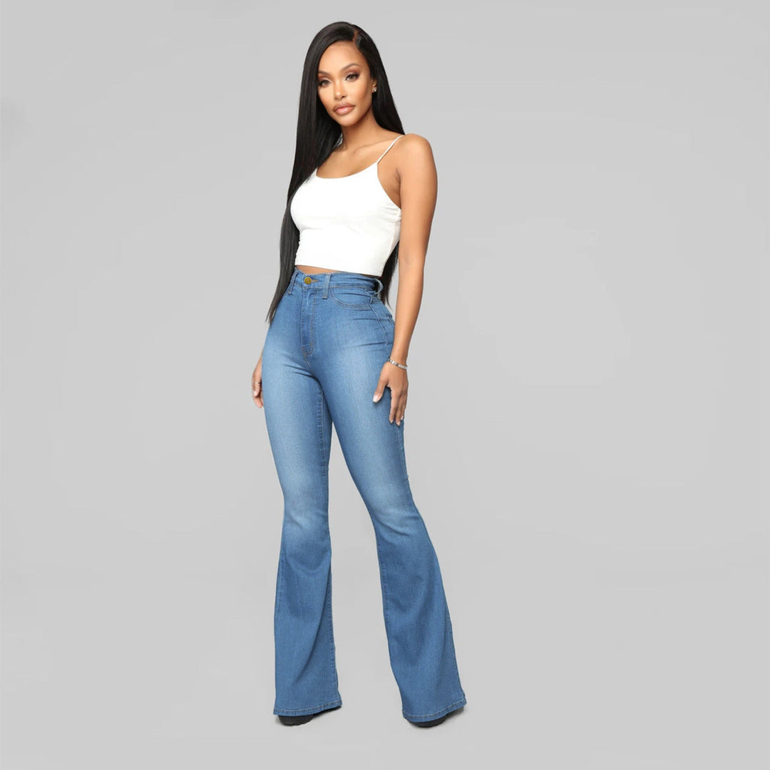 Levoire | Jean Évasé Stretch Jeans Avec Taille Haute Jeans Pour Femmes Bleu