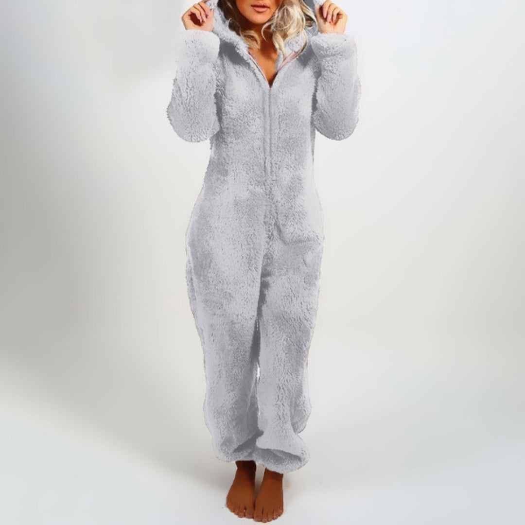 Levoire | Combinaison Manches Longues Capuche Salopette Femme Loungewear Gris