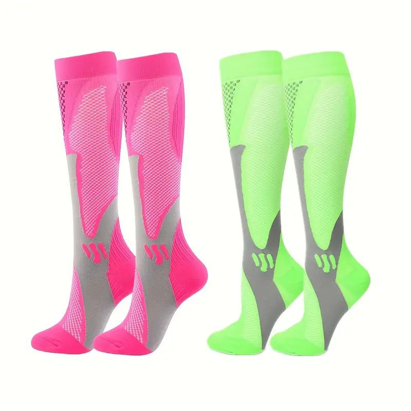Levoire | Bas De Compression Unisexe Chaussettes De Compression Professionnelles Rose Vert