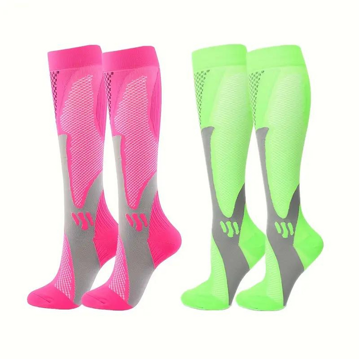 Levoire | Bas De Compression Unisexe Chaussettes De Compression Professionnelles Rose Vert