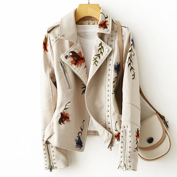 Levoire | VESTE EN CUIR À RIVETS Crédit Blanc