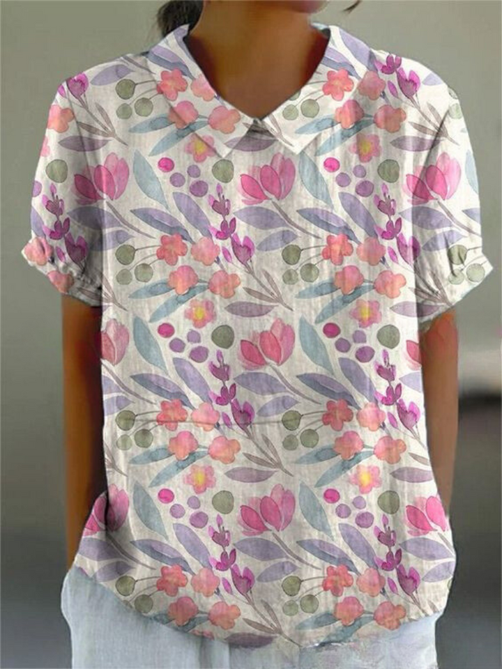 Levoire | Blouse Féminine Élégante Avec Motif Floral Motif floral blanc