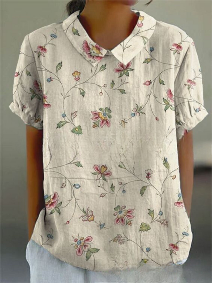 Levoire | Blouse Féminine Élégante Avec Motif Floral Abricot