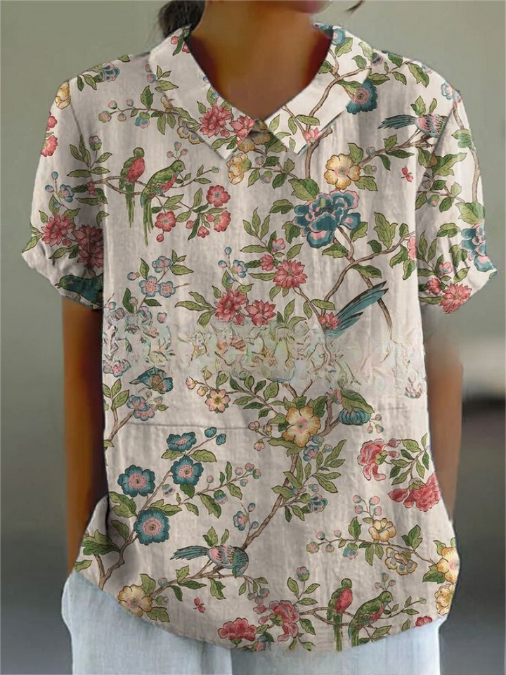 Levoire | Blouse Féminine Élégante Avec Motif Floral Gris