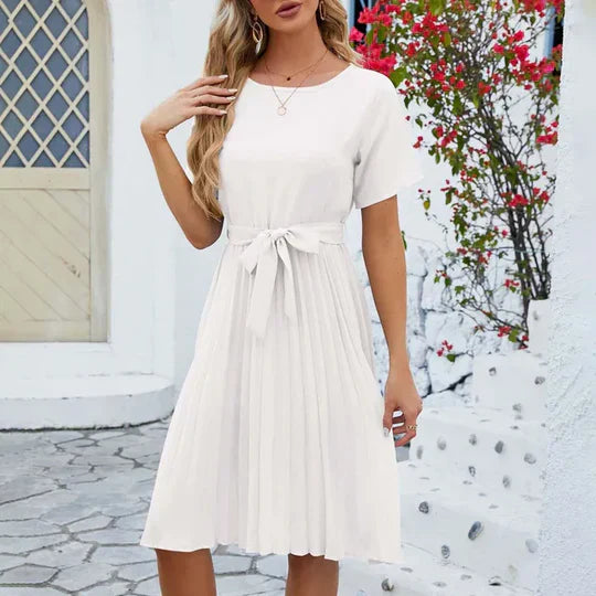 Levoire | Robe Plissée Verte Menthe Blanc