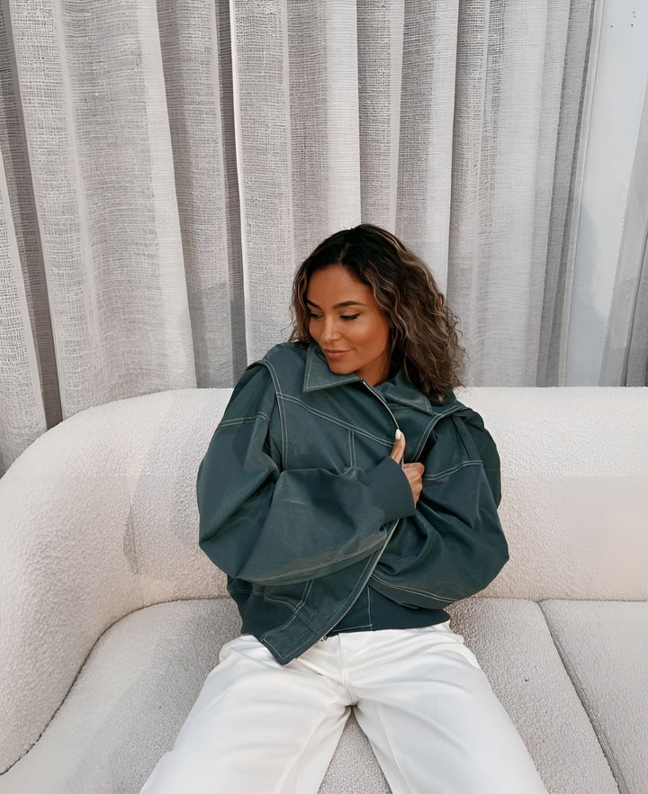 Levoire | Imitation Cuir Bomberjacke Vert