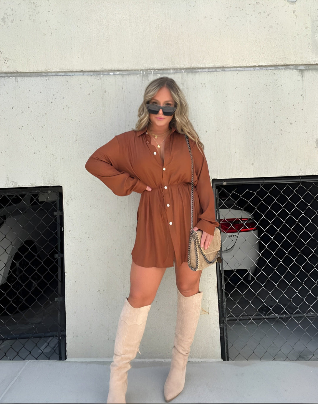 Levoire | Trendy Satin Salopette Robe Cuivre