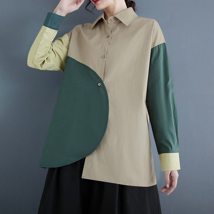 Levoire | Blouse En Patchwork Asymétrique À Manches Longues