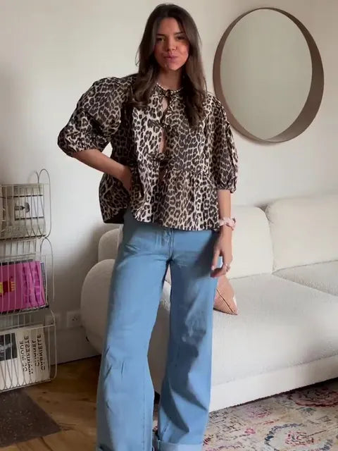 Levoire | Blouse mignonne avec nœud à l'avant
