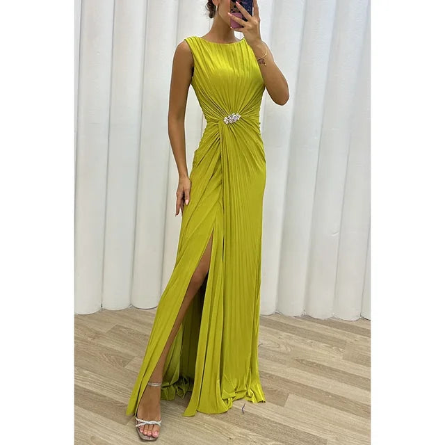Levoire | Maxi-Robe De Soirée Marine Jaune Vert