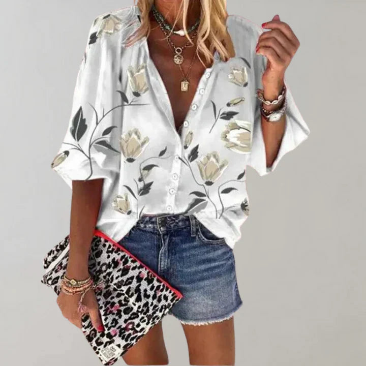 Levoire | Blouse À Fleurs Tendance Blanc