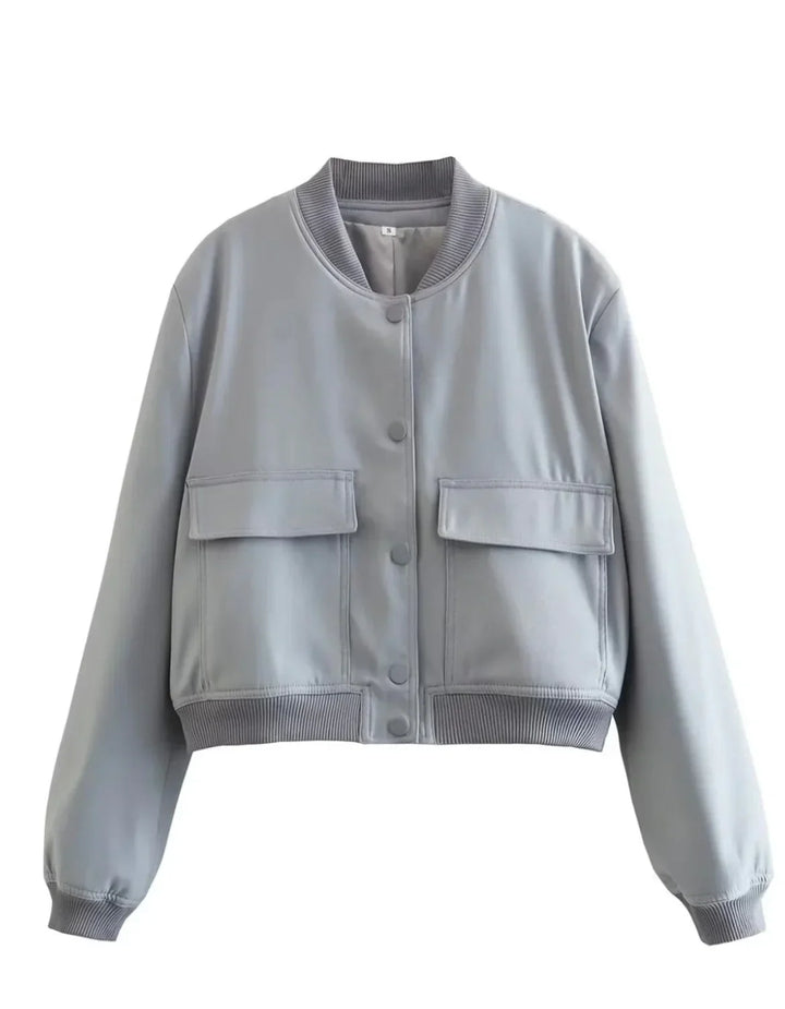 Levoire | Veste Bomber Raccourcie Élégante Pour Femmes Gris