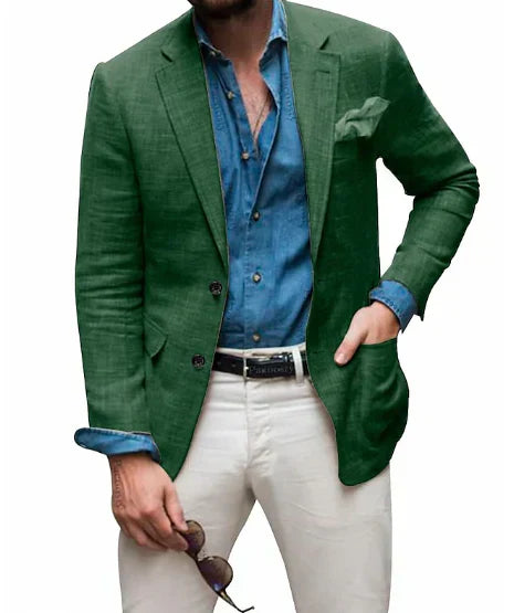 Levoire | Veste En Lin Pour Hommes Vert
