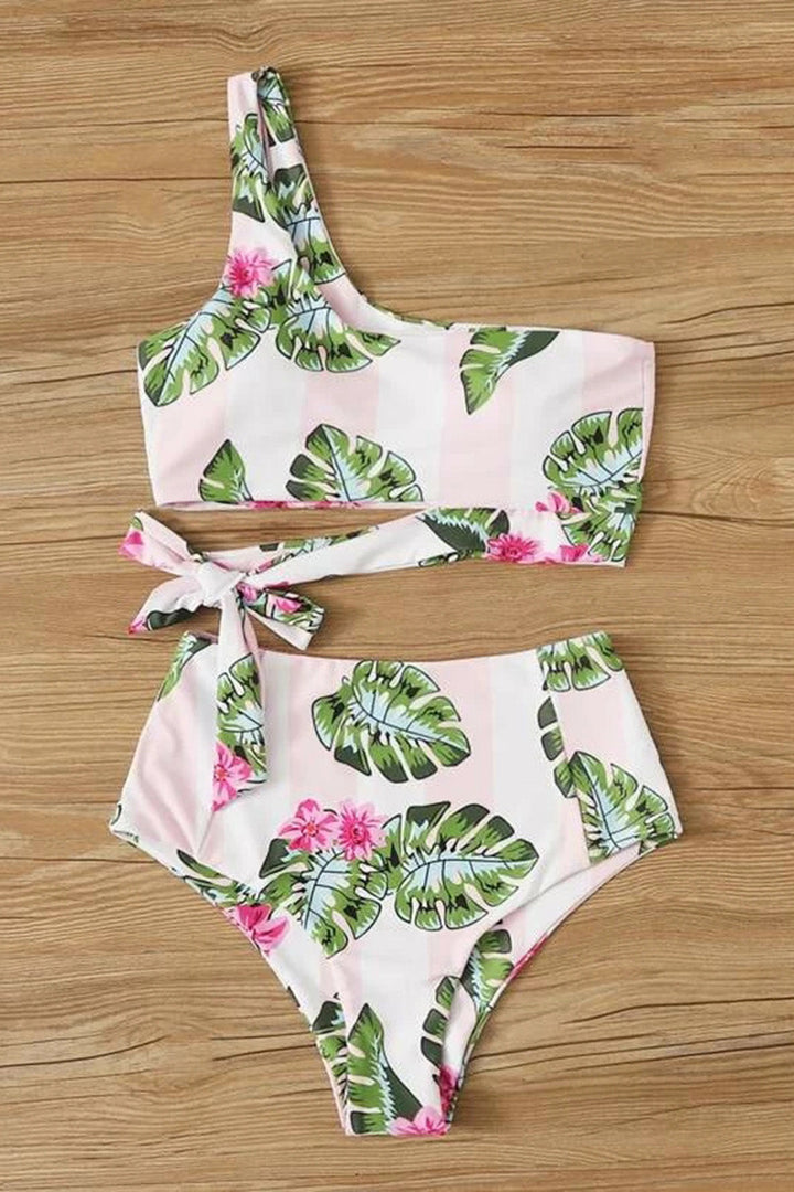 Levoire | Bikini une épaule à nouer sur le côté à fleurs