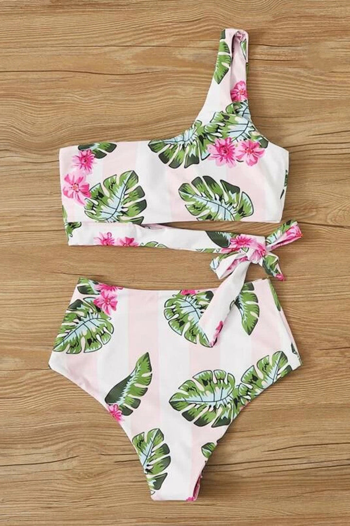 Levoire | Bikini une épaule à nouer sur le côté à fleurs