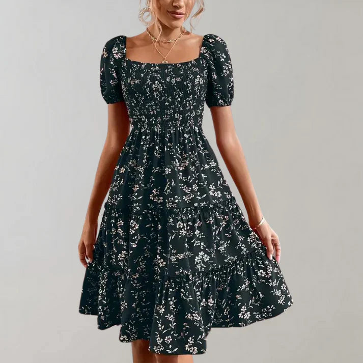 Levoire | Robe D'Été Avec Décolleté Carré Noir