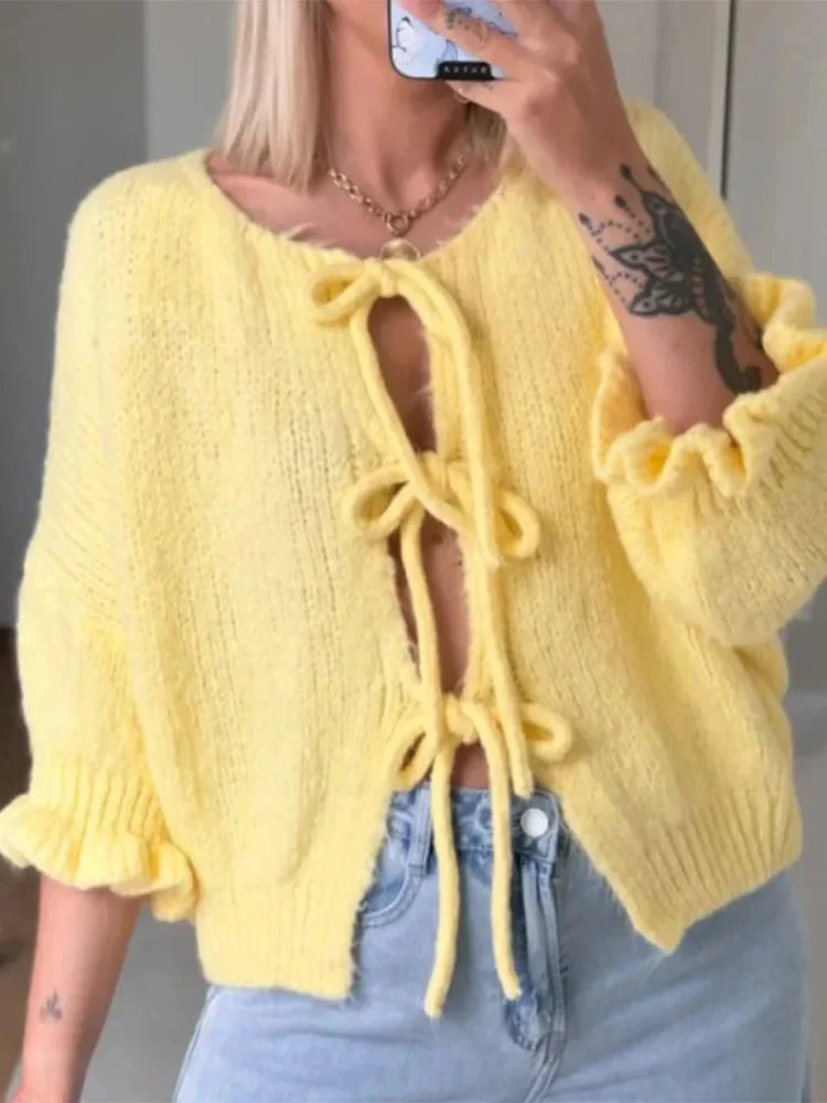 Levoire | Gilet Avec Cravate Jaune Gilet Décontracté Avec Cravate Pour Femmes