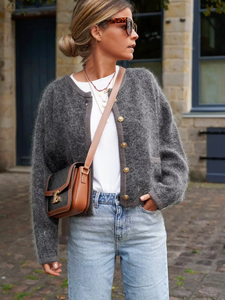 Levoire | Veste Grise Fermeture À Boutons Veste Douillette Veste Pour Femmes Gris Une taille