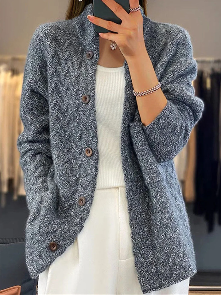 Levoire | Gilet À Col Montant Léger Avec Fermeture À Boutons Pour Femmes En Tricot Gris foncé