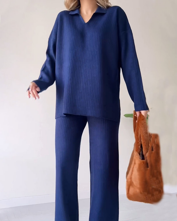 Levoire | Ord Ensemble Coupe Pantalon Grande Taille Sweat-Shirt Loungewear Ensemble Co Ord Ensemble Femme Marine