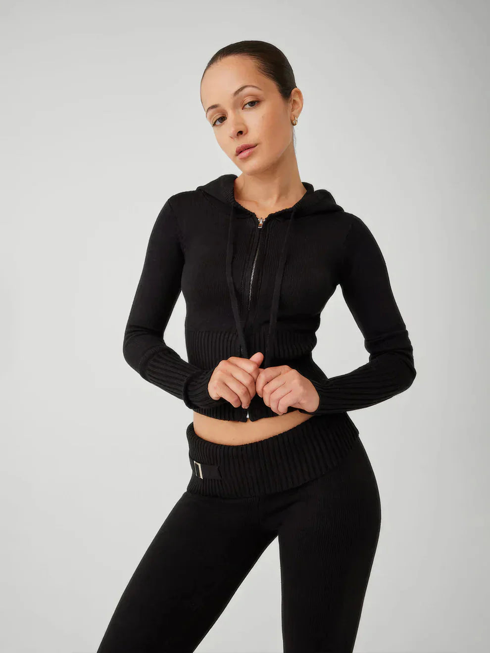 Levoire | Ensemble De Vêtements D'Intérieur Pour Femmes Veste Zippée Et Pantalon Ensemble Deux Pièces Noir