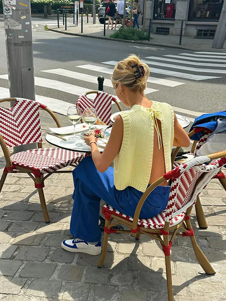 Levoire | Jaune Haut À Col Rond Avec Dos Ouvert Haut Sans Manches