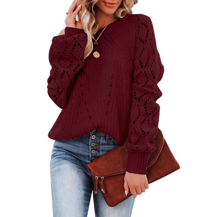 Levoire | Acrylique Locker Coupe Pull Aux Pointes Tricot Pour Femmes Rouge bourgogne