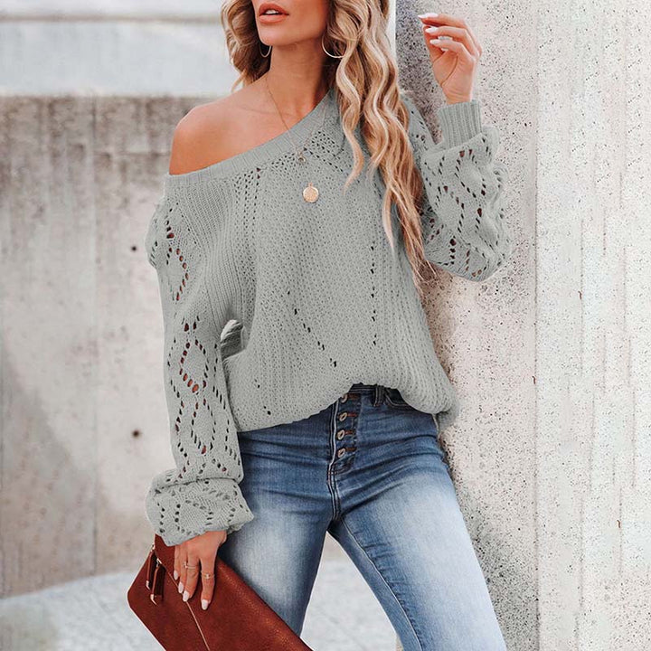 Levoire | Acrylique Locker Coupe Pull Aux Pointes Tricot Pour Femmes Gris