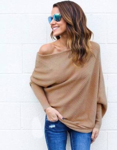 Levoire | Pull À Manches Chauve-Souris Modèle Ample Off Shoulder Pull Femme